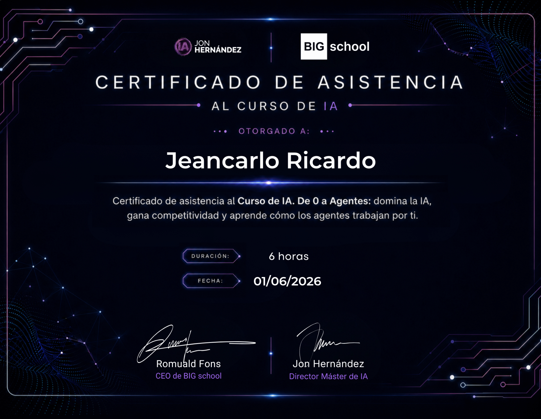 Certificate for AI Course: From Zero to Agents