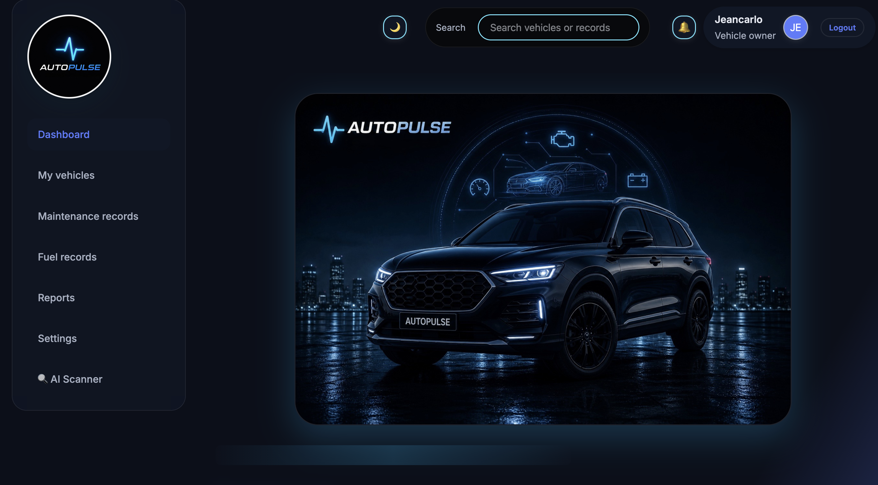 AutoPulse vehicle maintenance dashboard preview