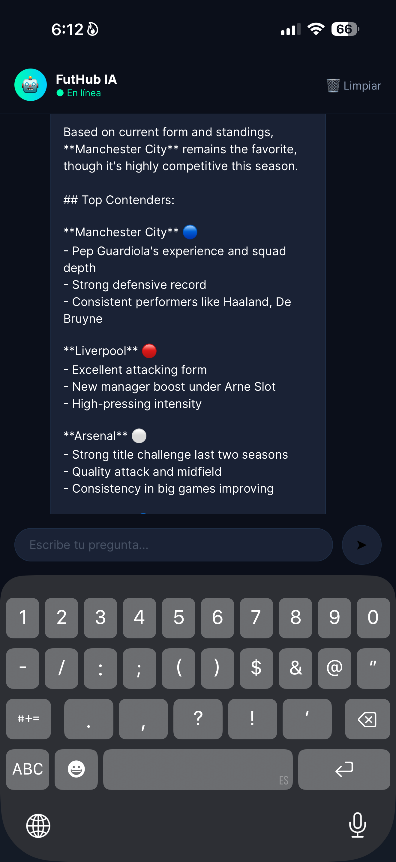 FutHub AI feature screen