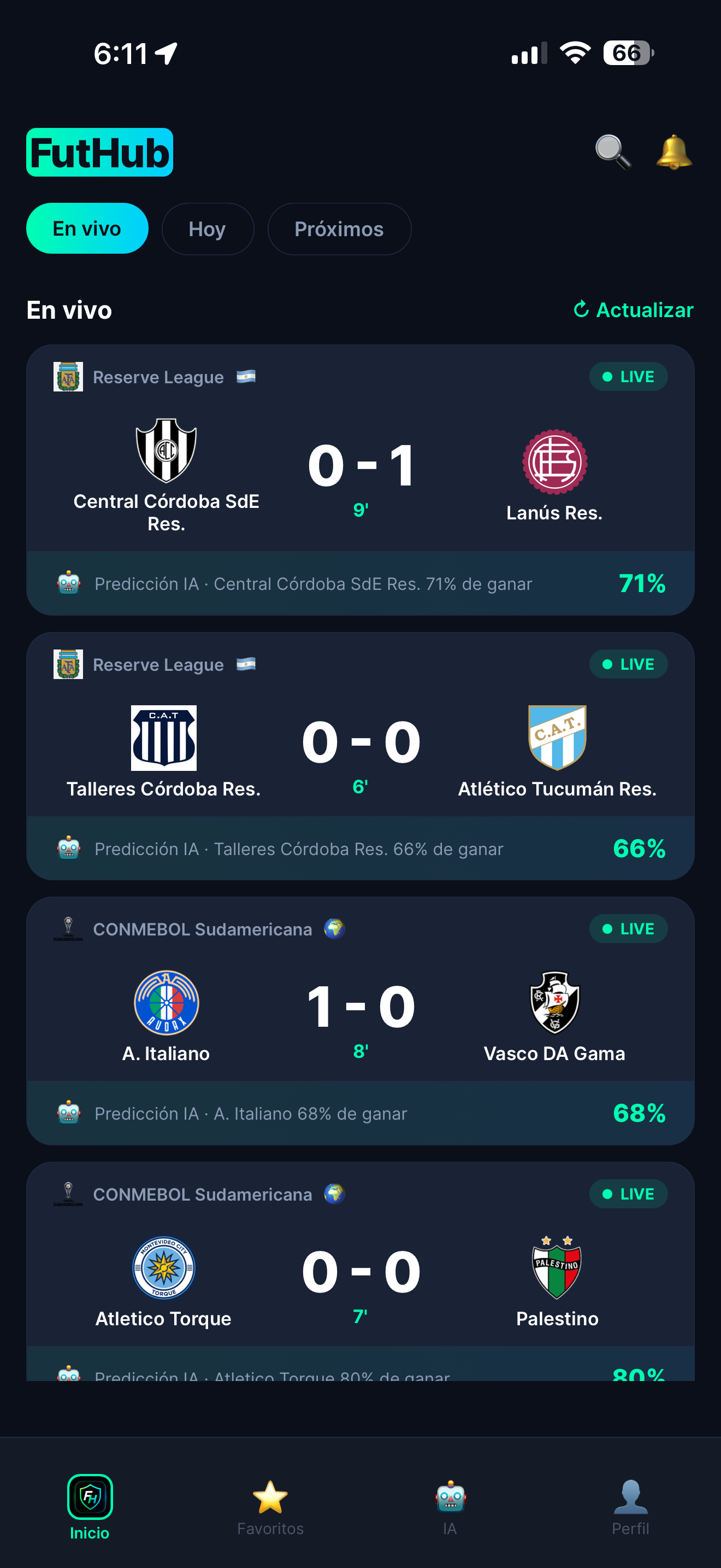FutHub results screen