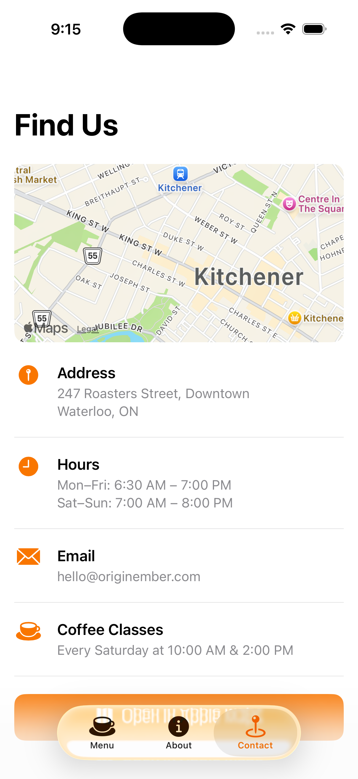 Origin & Ember app screen 4